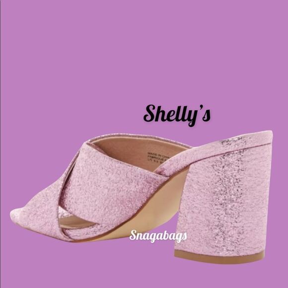 SHELLYS LONDON DANI NIB METALLIC PINK CROSSOVER MULE GLITTER SPARKLE SHOE 8 - Picture 2 of 6